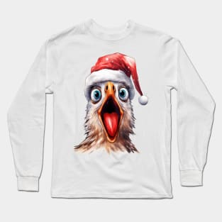 Funny Christmas Chicken Face Long Sleeve T-Shirt